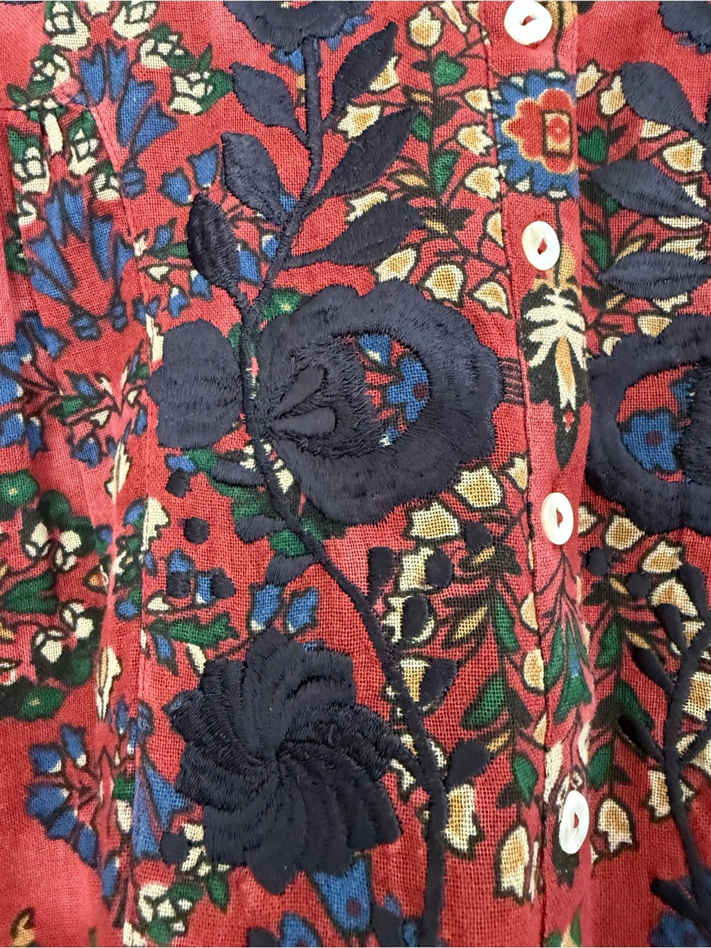 Antik Batik Tamir Embroidered Cotton Crepe Blouse - Picture 8 of 12